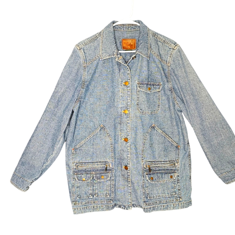 Y2K Vintage Lauren Jean Company Denim Pockets Brass Buttons Pockets Jacket L